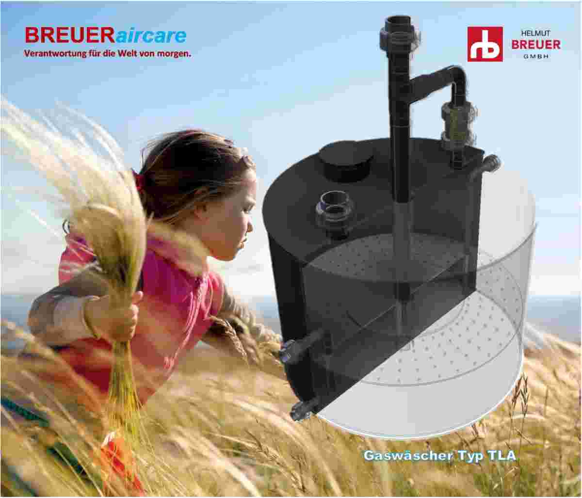 Tankluft-Absorber TLA Absorptionsgefäß für verdrängte Abluft aus Chemikalientanks.