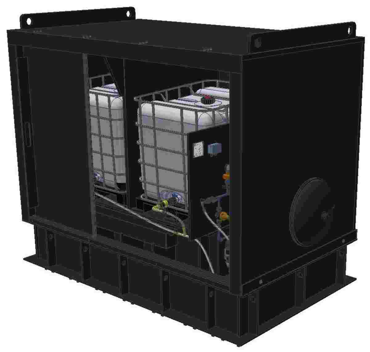 Dosing station with enclosure